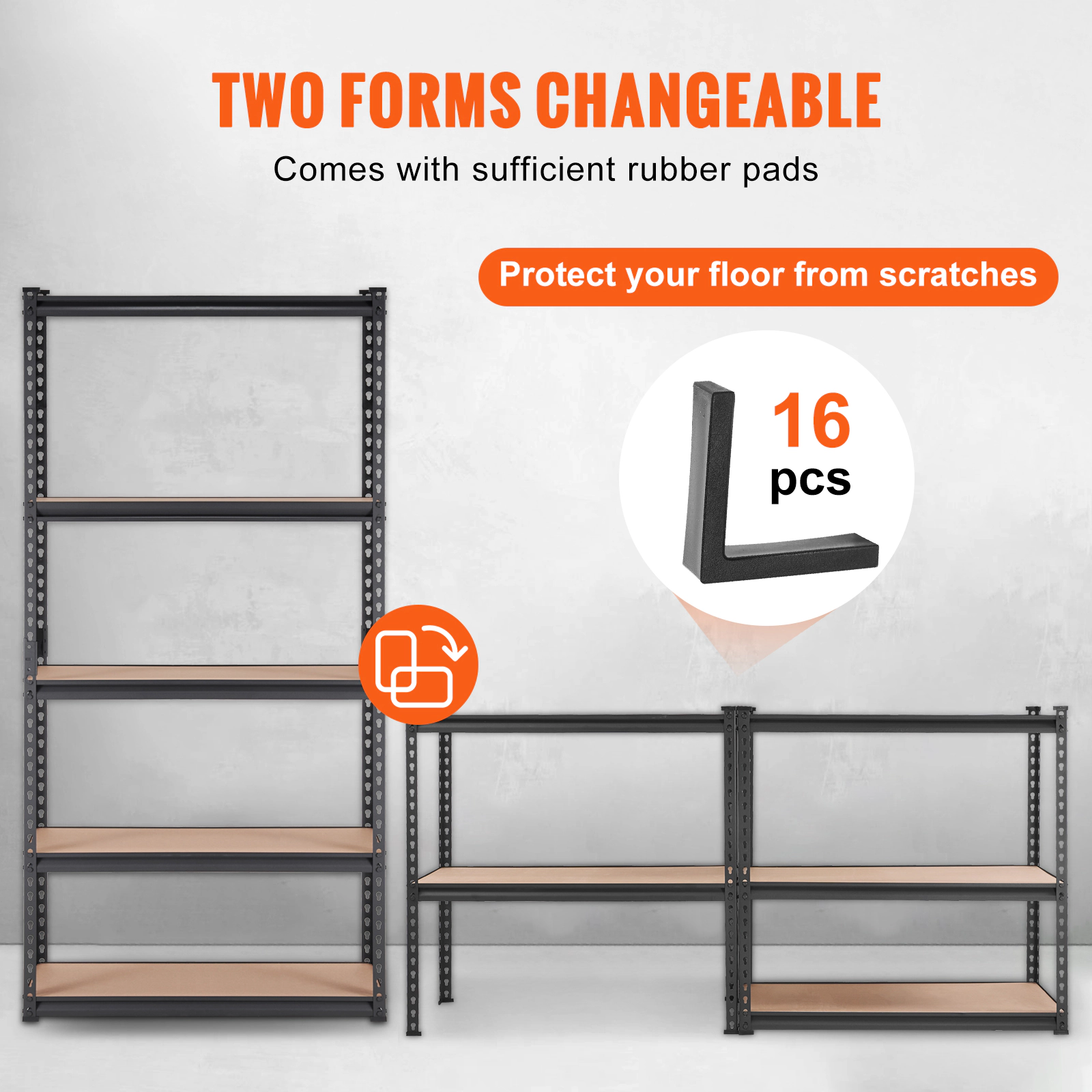 HONGGE 5-Tier Adjustable Garage Shelving Unit, 35 x 18 x 71 Inch Heavy Duty Metal Rack, Holds 2000 lbs, Black