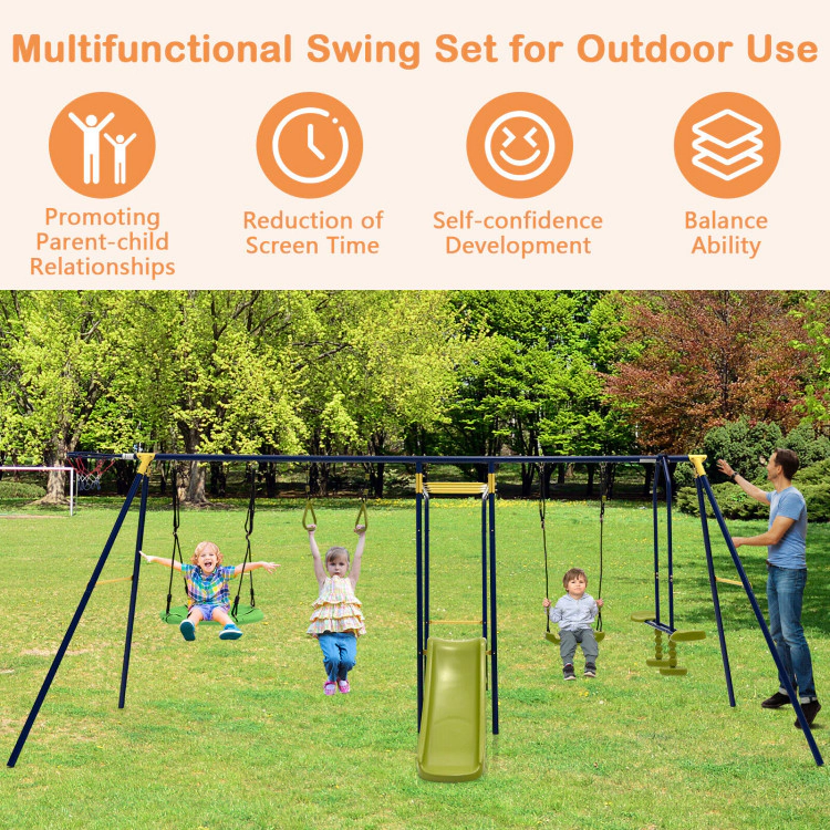 Hivvago 7-In-1 Stable A-Shaped Outdoor Swing Set For Backyard