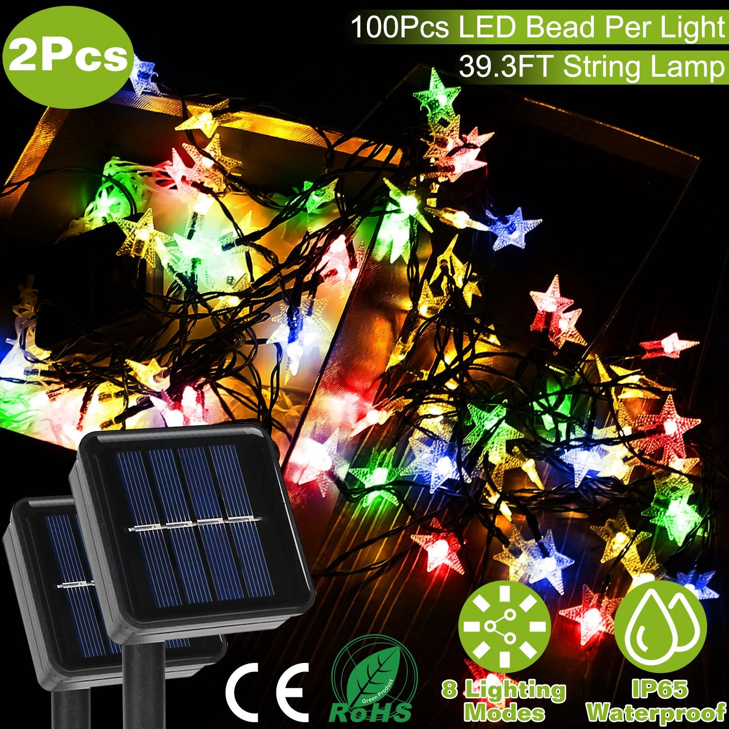 GBruno Solar Star String Lights 39.3FT 100LED