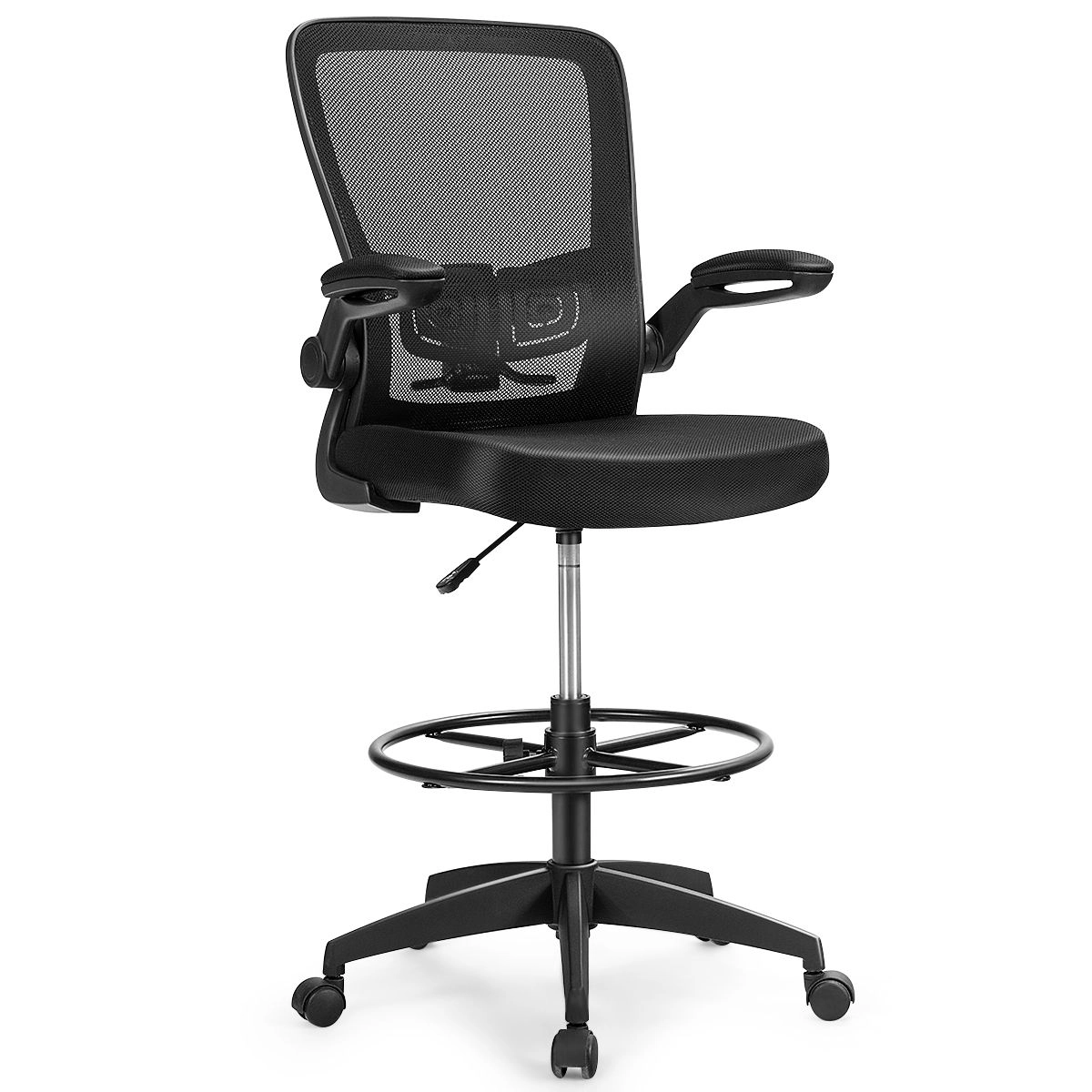 SlickBlue Ergonomic Drafting Office Chair with Mesh Back and Wheels