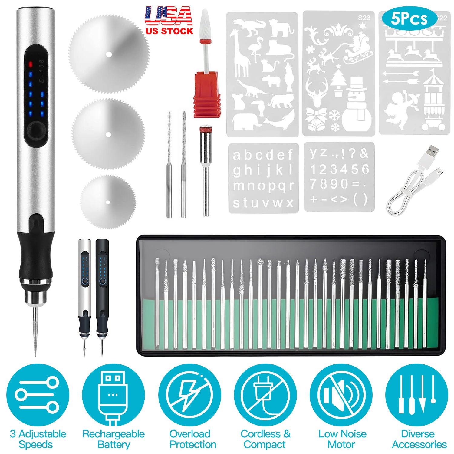 GBruno Rechargeable Electric Engraving Pen Set