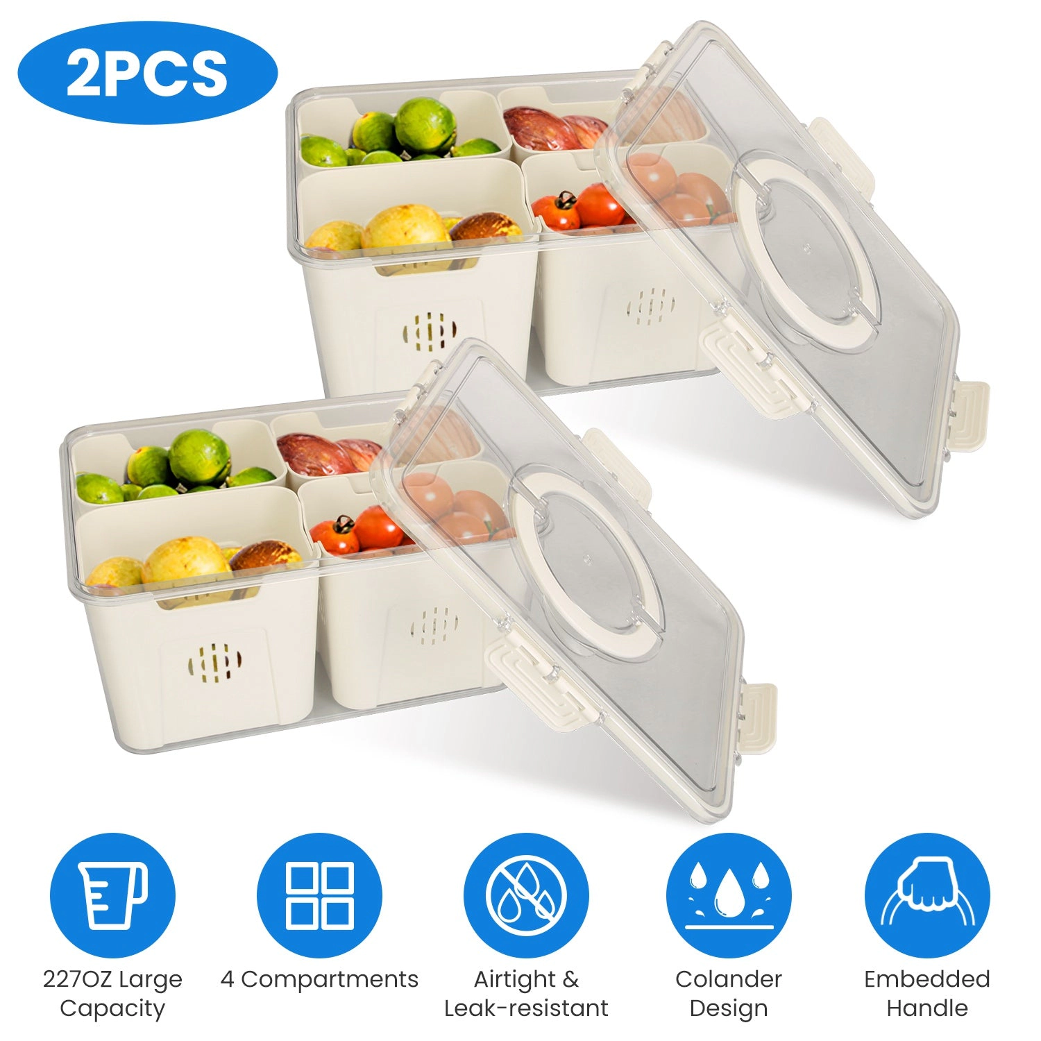GBruno 2-Pc 4-Compartment Fruit Storage Containers