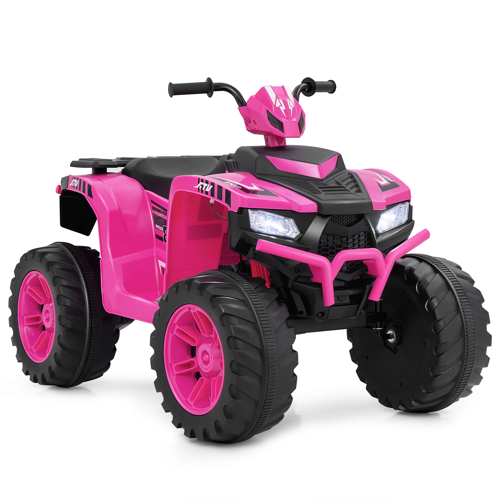 SUGIFT Pink Media Center and 2 Speed Modes for Ages 3-8 24V Kids Ride-On Electric ATV