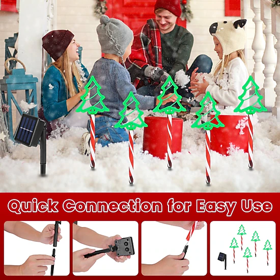 GBruno Solar-Powered Christmas Pathway Stake Lights