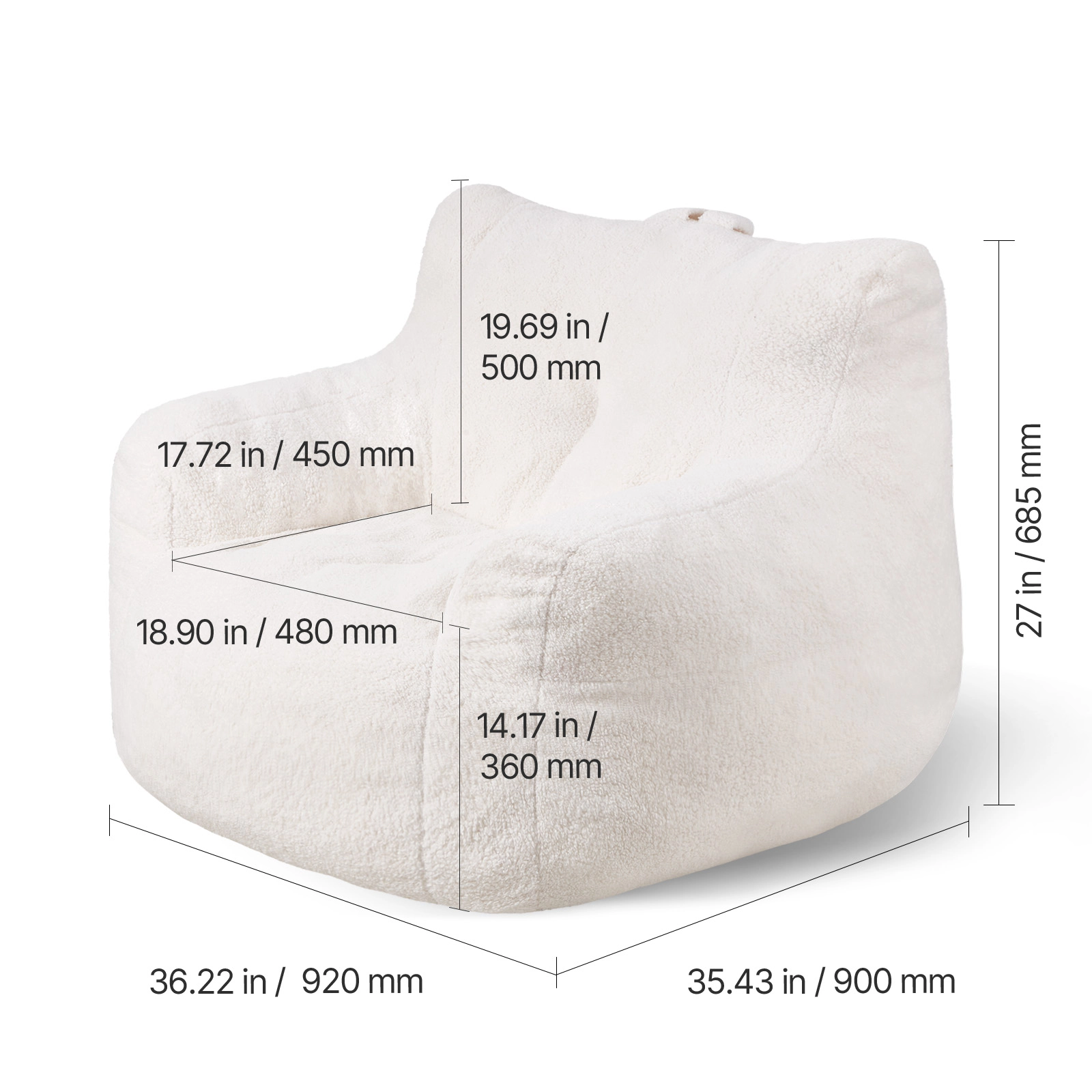 HONGGE Bean Bag Chair Bean Bag Chair with Memory Foam with Velvet Cover Bean Bag for Bedroom or Playroom