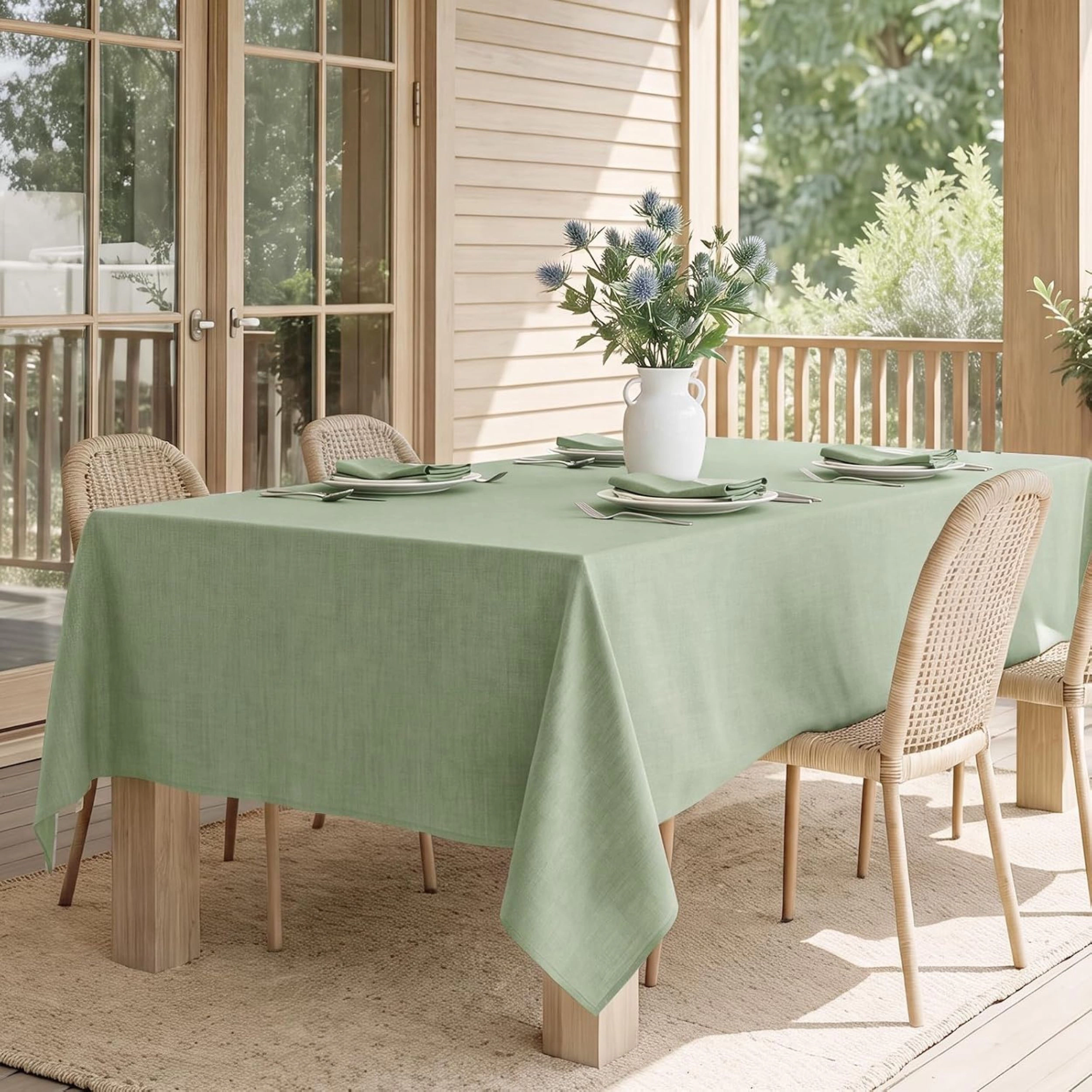 Stock Preferred Waterproof Linen Textured Rectangle Tablecloth 52 x 70 Inch
