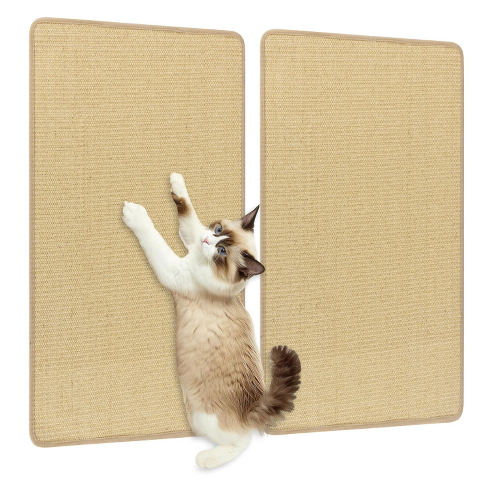 SUGIFT 2-Pack Natural 32 x 20-in Woven Sisal Cat Scratcher Mats and Scratching Boards for Floor and Wall