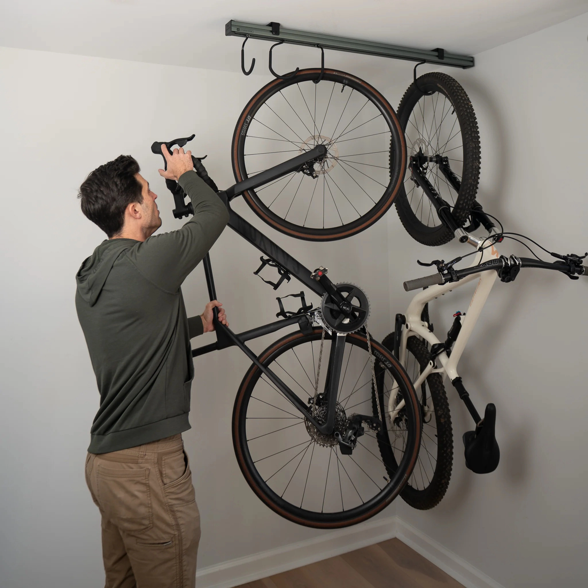 StoreYour CycleSlide Ceiling Mounted Bike Rack, Holds 1 to 4 Bikes