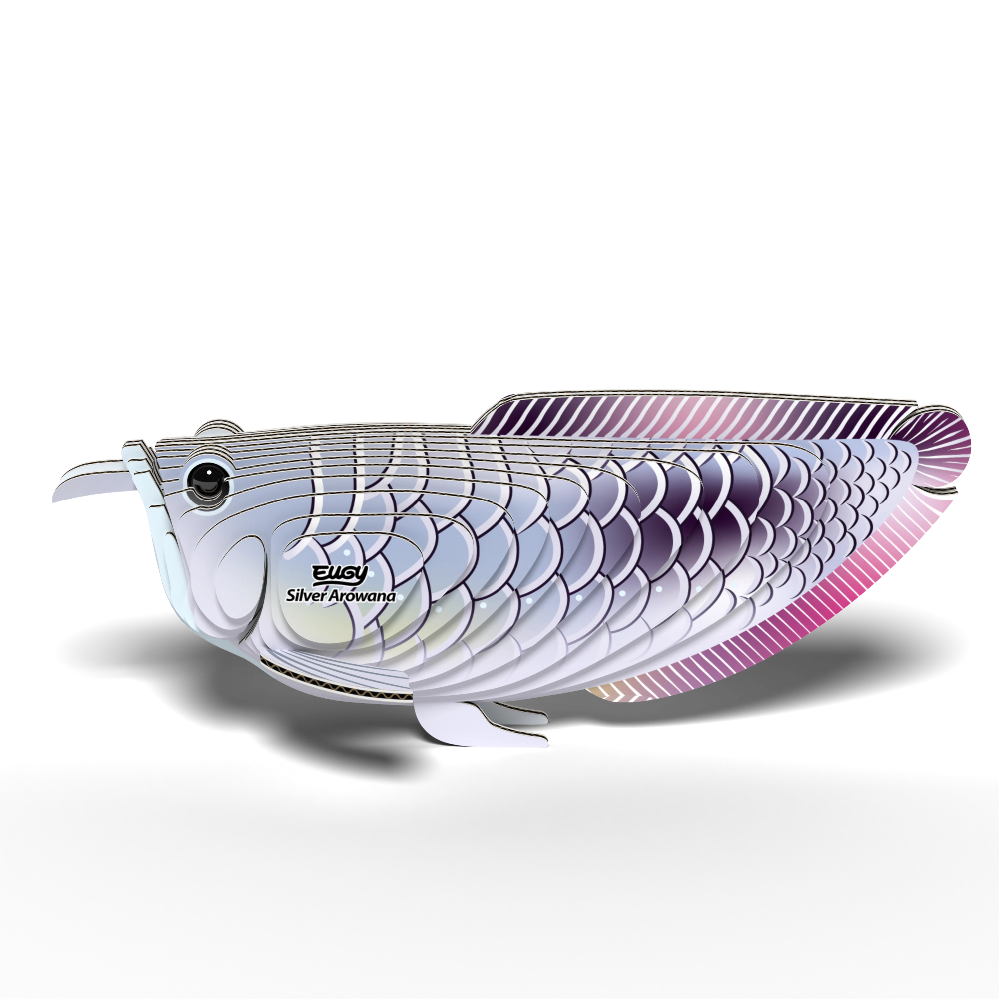 EUGY Silver Arowana 3D Puzzle - contains 26 puzzle pieces