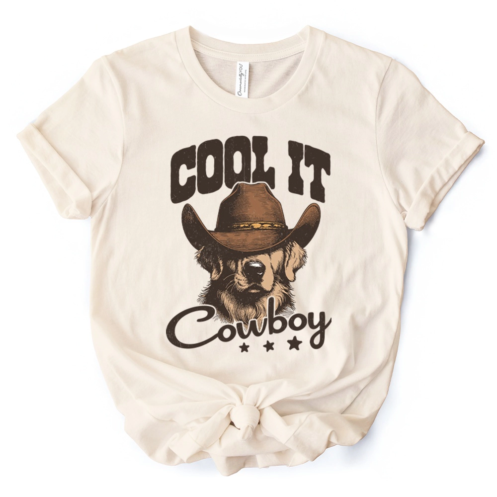 OrnamentallyYou Mens Cool It Cowboy Western Dog T-Shirt