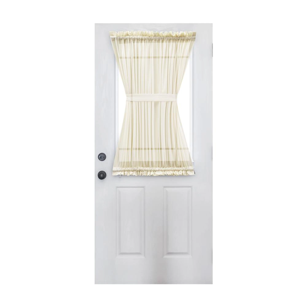 Ellis Curtain Shadow Stripe 1.5" Rod Pocket Semi Sheer Door Curtain Panel 40" x 72" Natural