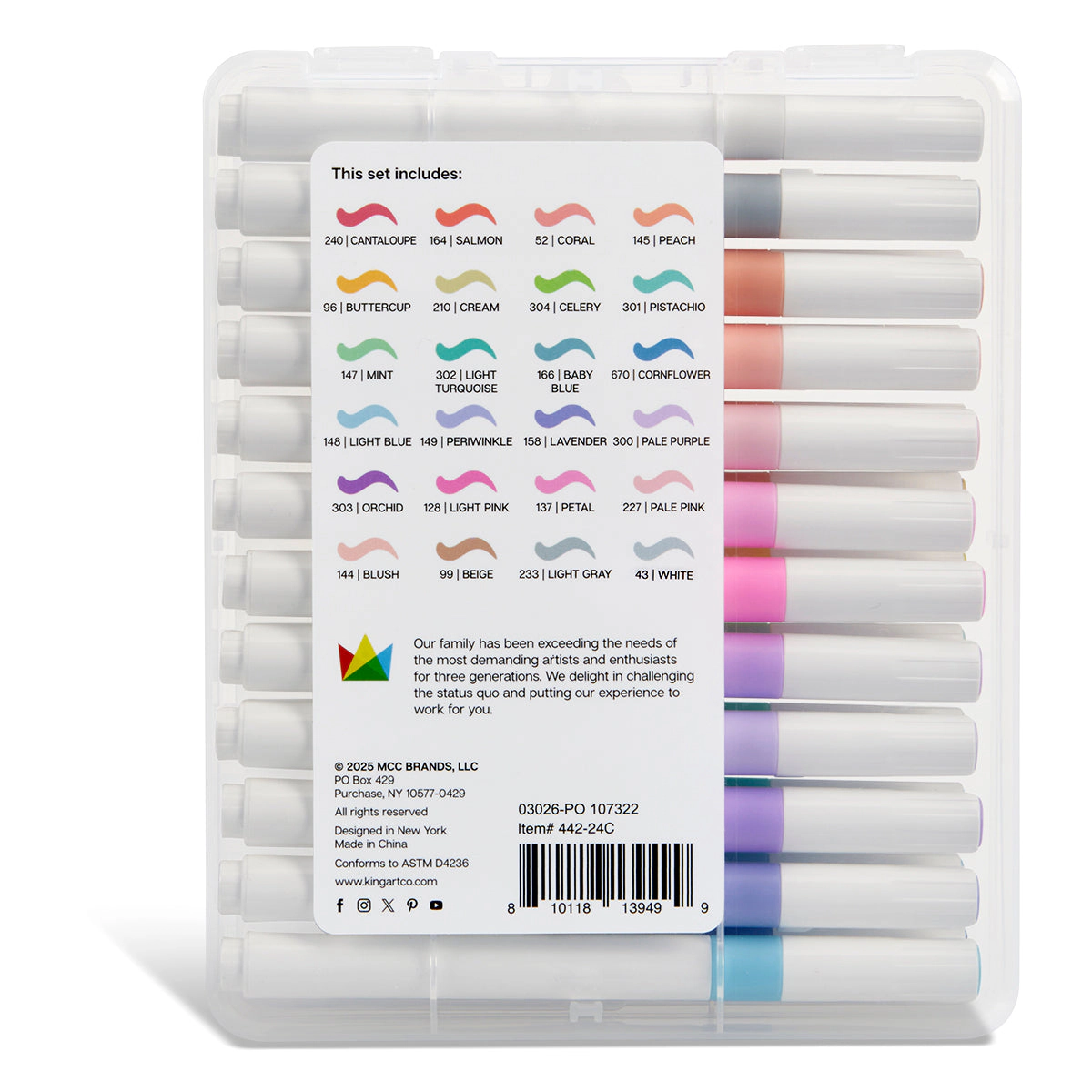 KINGART Pastel Acrylic Brush Tip Markers - Set of 24
