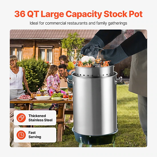 HONGGE Stainless Steel Stockpot Large Cooking Pots Cookware Sauce Pot with Basket Lid and Handle Heavy Duty Commercial