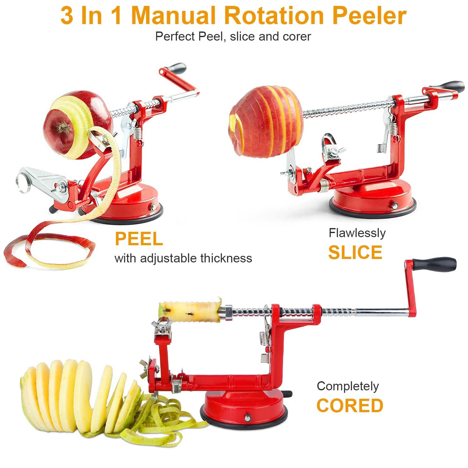 GBruno 3-in-1 Manual Apple Peeler Corer Slicer
