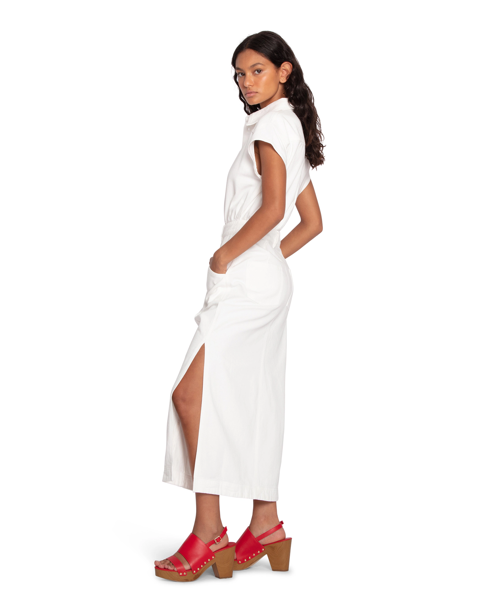 Belle & Bloom Womens Sundown Denim Midi Shirt Dress