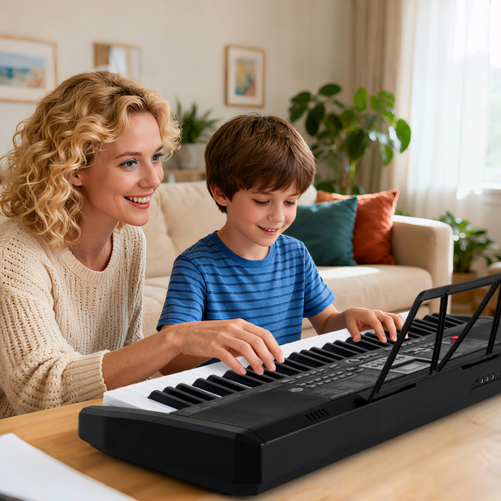SUGIFT 61-Key Portable Keyboard for Beginners Electric Piano Keyboard Kit with Teaching Mode 33.5-in Wide Black