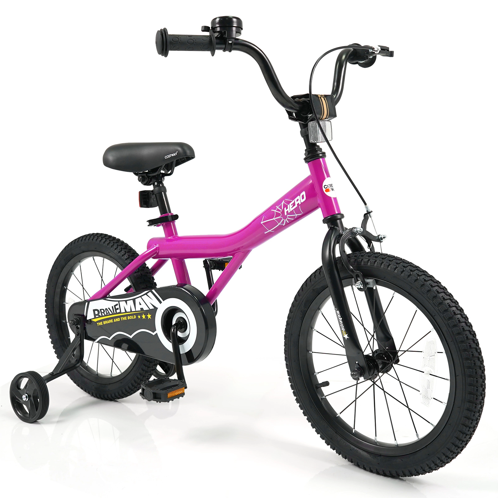 LJG Kids Bike with Removable Training Wheels Pink-Brave Hero