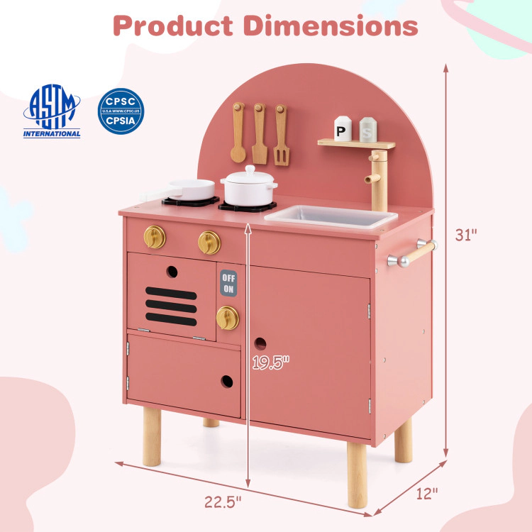 Hivvago Play Kitchen for Kids Wooden Kitchen Playset with Stoves Faucet Sink Microwave and Oven