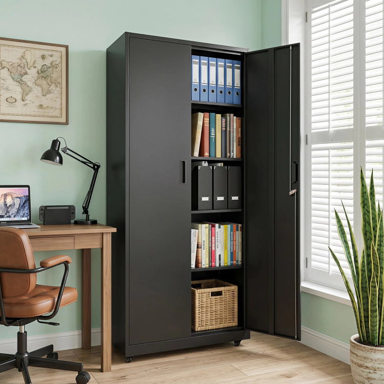 Hivvago Rolling Metal Storage Cabinet 73 Inches Lockable File Cabinet with 4 Smooth Wheels