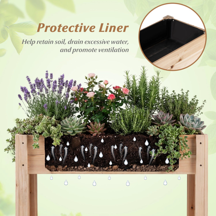 Hivvago Wooden Raised Garden Bed with Legs and Storage Shelf