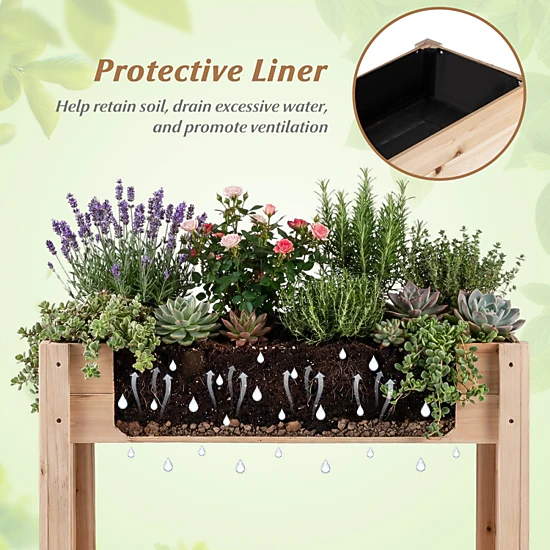Hivvago Wooden Raised Garden Bed With Legs And Storage Shelf