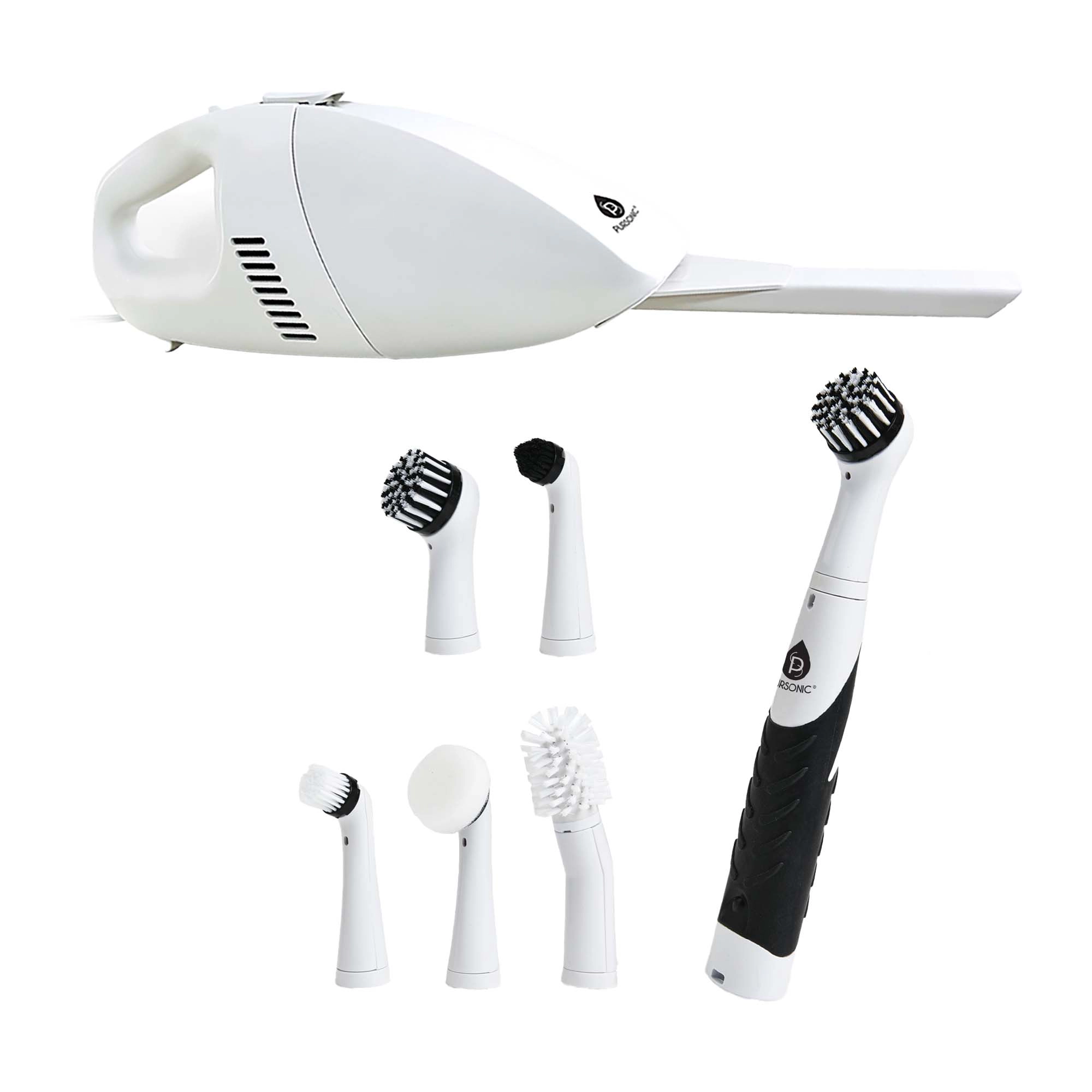 Pursonic Unisex Cordless Power Scrubber & Portable Car Vacuum Cleaner Deep Cleaning Duo Bundle