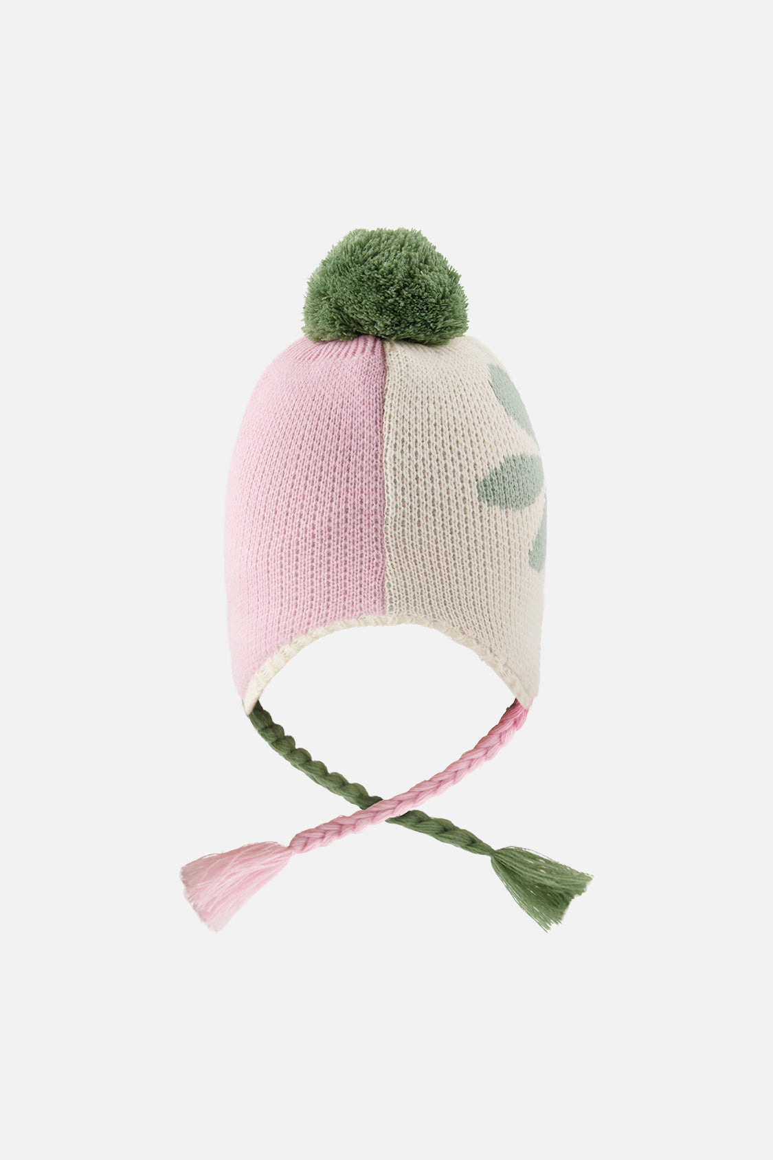 Deux par Deux Girls Color Block Winter Peruvian Knit Hat with Pompom
