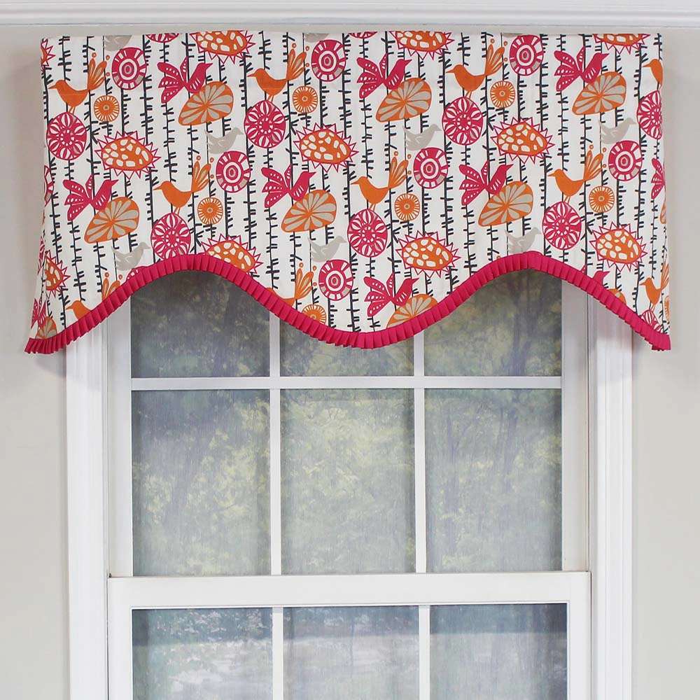RLF Home Merangerie Window Treatment Ruffled Cornice Premium Quality Valance 3 Rod Pocket 50 x 17 Sherbert Red