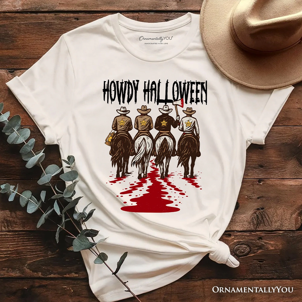 OrnamentallyYou Mens Howdy Halloween Cowboy Sheriff Western Spooky T-Shirt