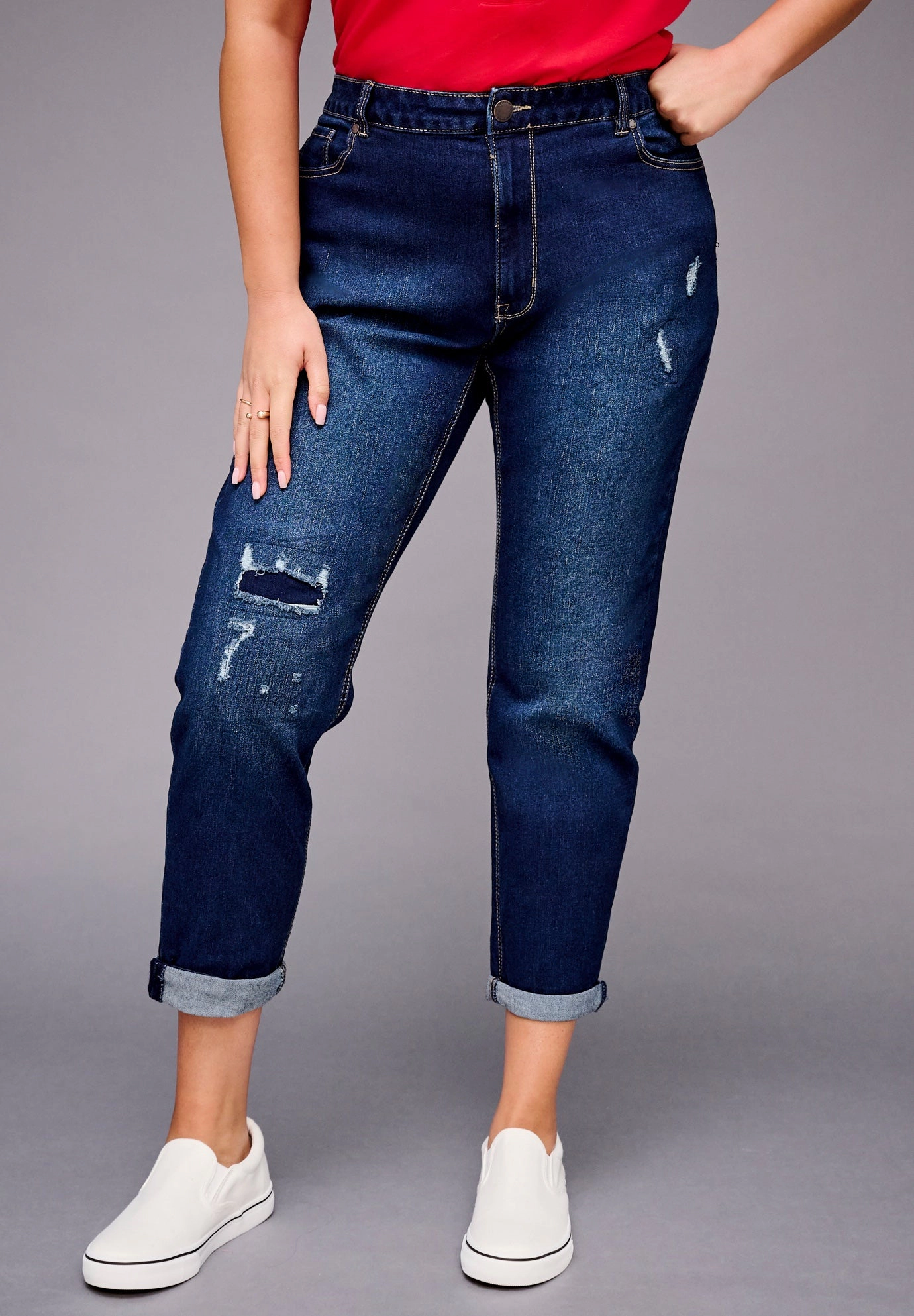 Avenue Women's Plus Girlfriend Rip Jean