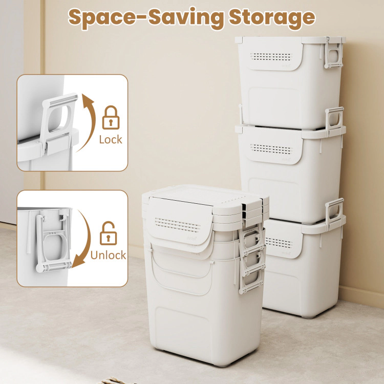 Hivvago 3 Pieces Plastic Storage Bins Stackable With Front Door And Side Handles