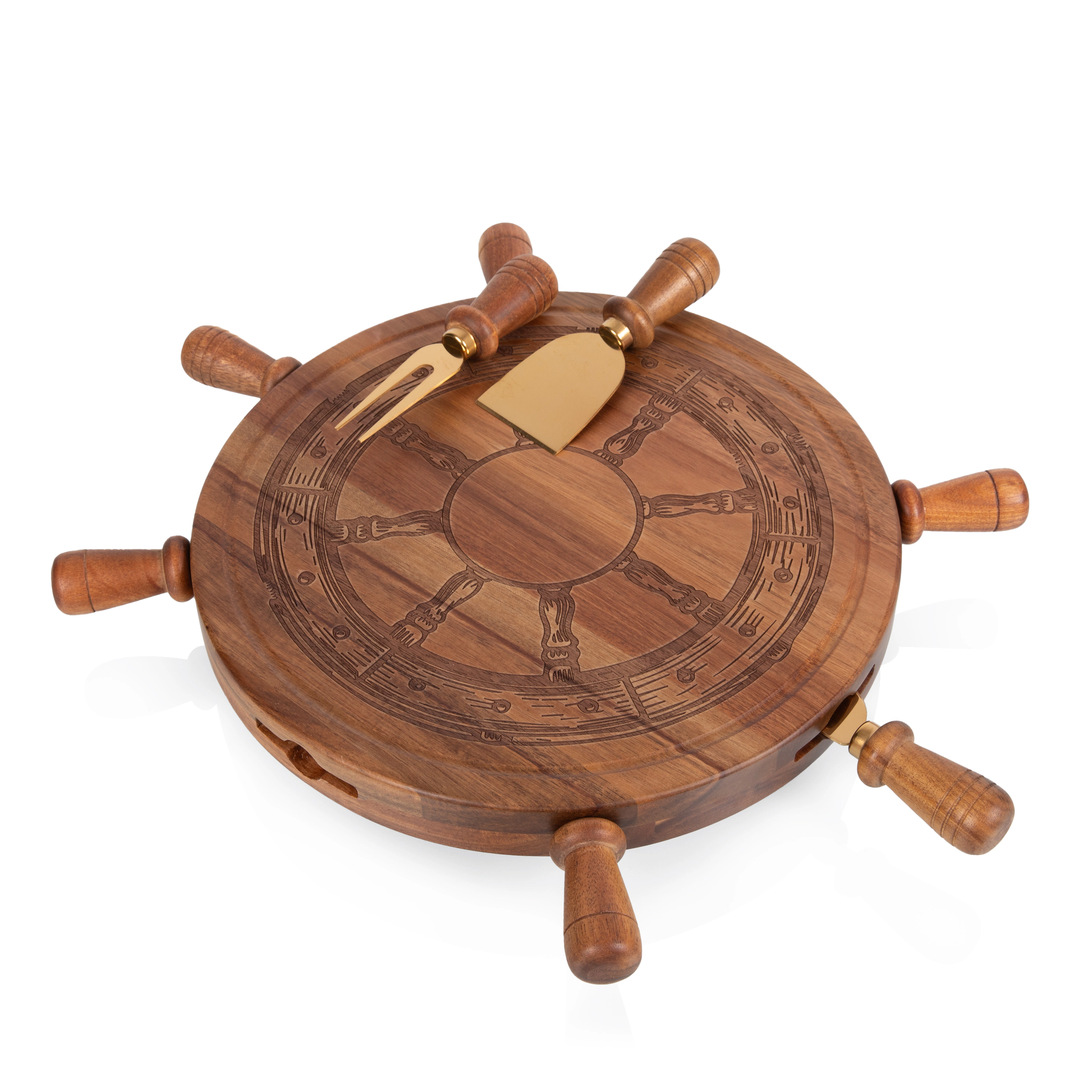 TOSCANA Helmsman Lazy Susan Cheese Board with Tool Set