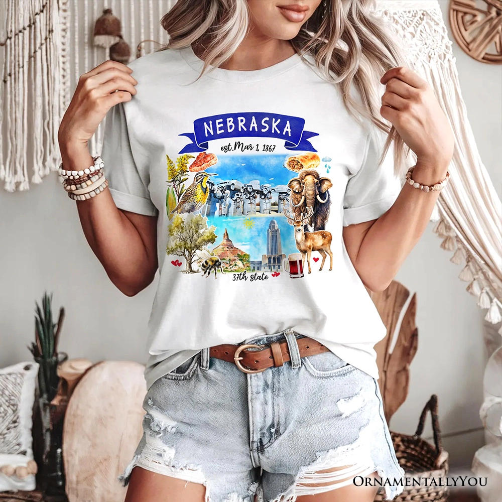 OrnamentallyYou Unisex Artistic Nebraska State Themes And Landmarks T-Shirt