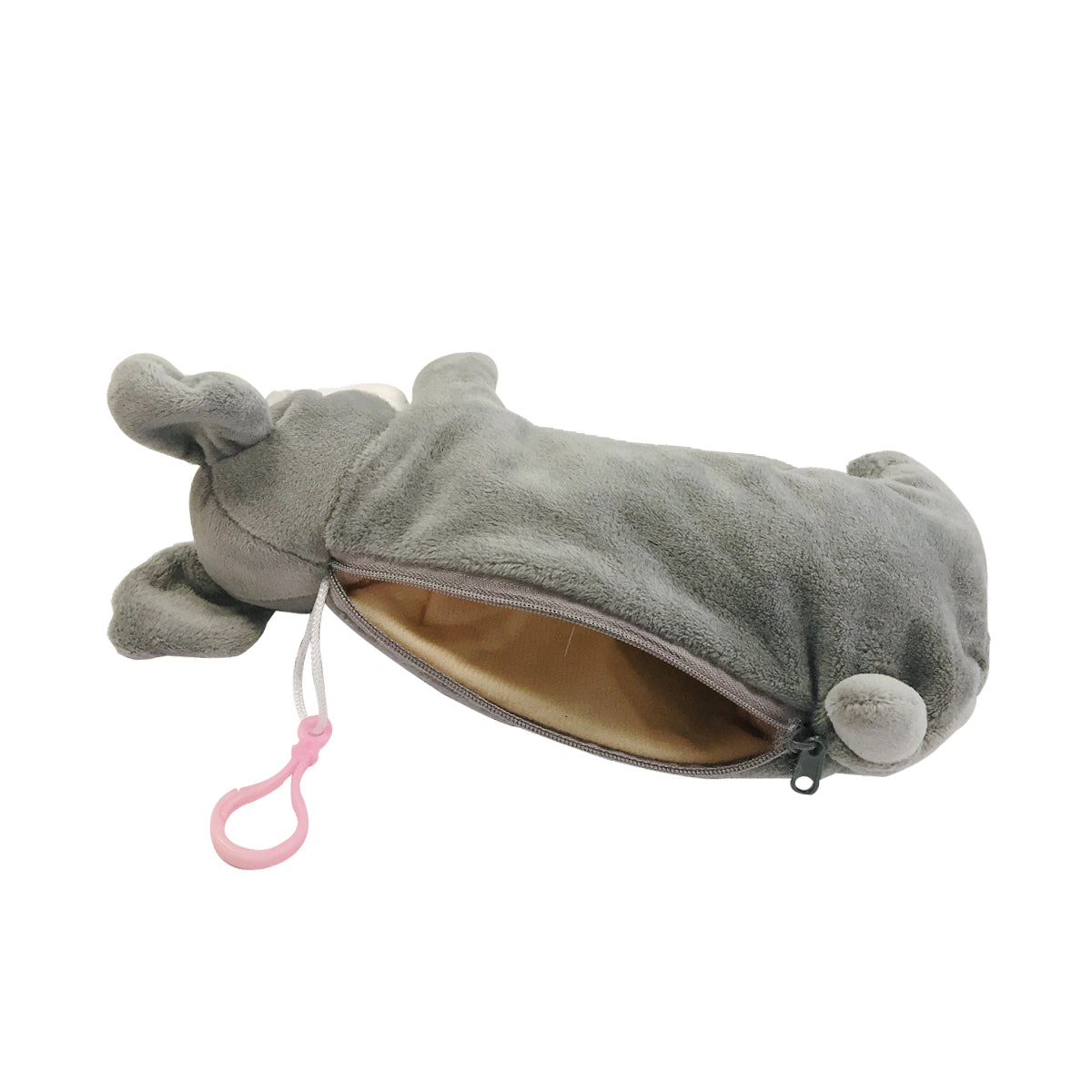 Wrapables Plush Dog Shaped Makeup Pouch, Gray