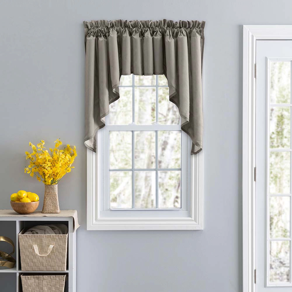Ellis Stacey Lined 3" Rod Pocket High Quality Fabric Solid Color Window Swag Set 126"x36" Grey