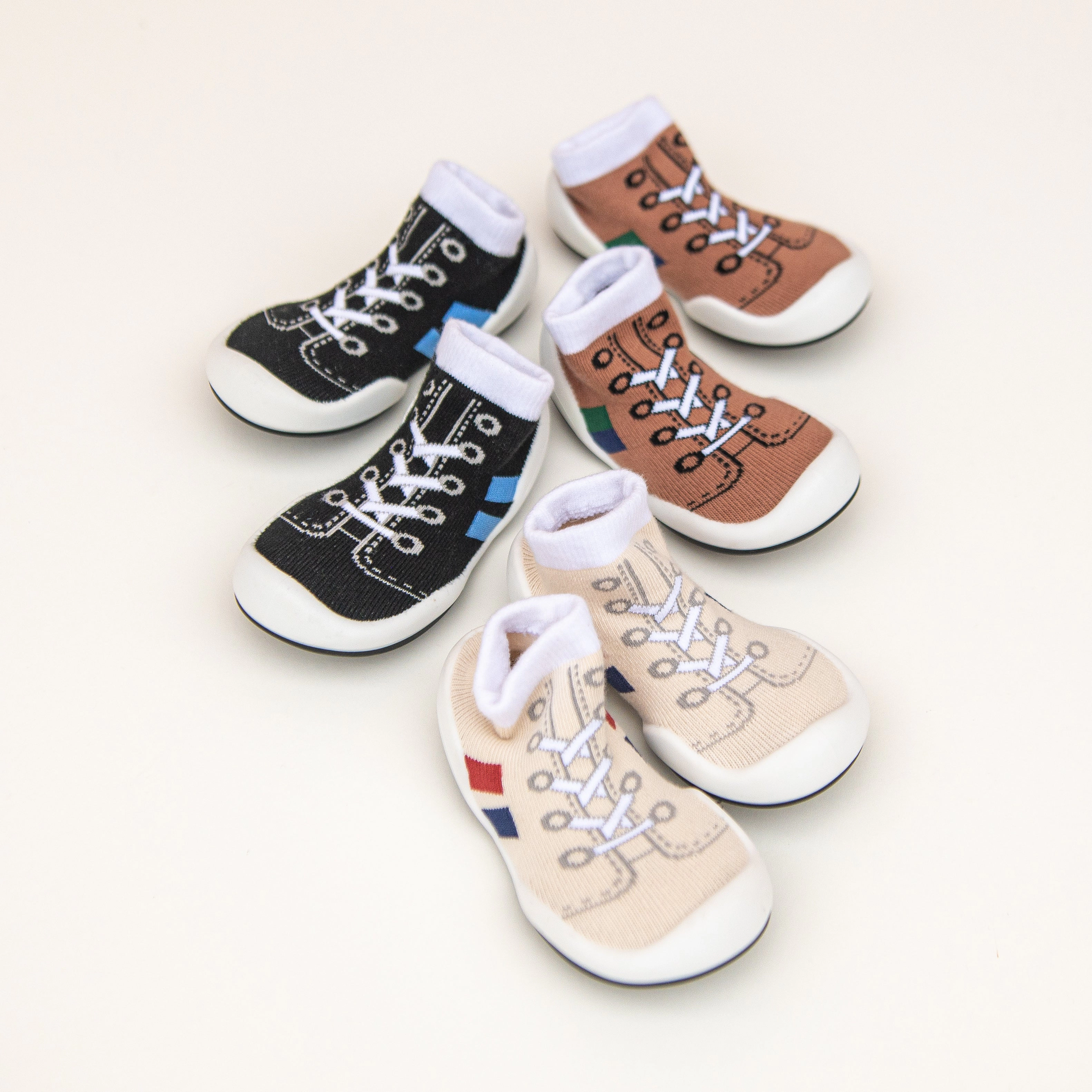 Komuello Toddler Girl Boy First Walk Sock Shoes Runner - Brown