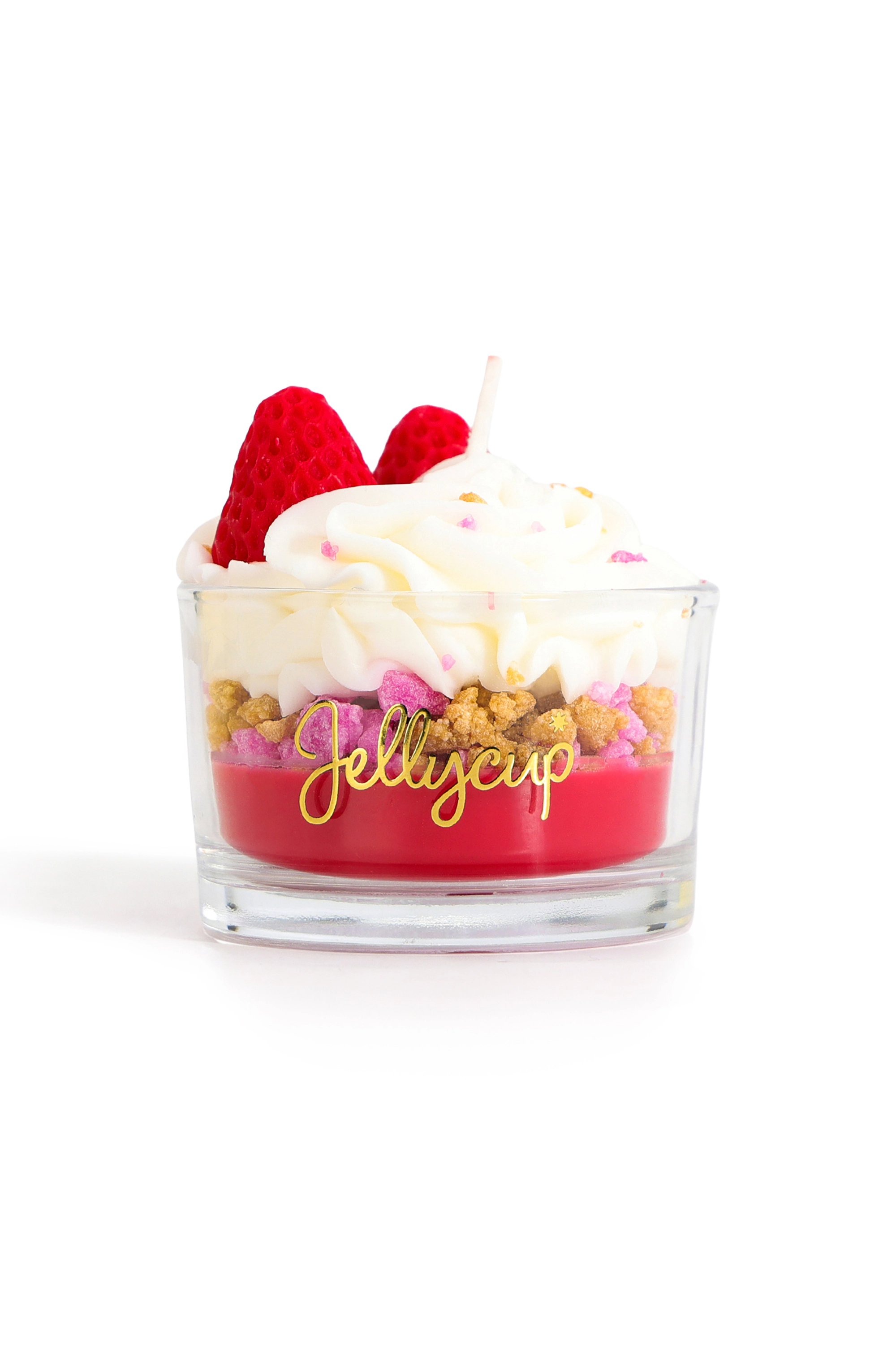 Jellycup Unisex Strawberry Cream Scented Dessert Cup Soy Wax Candle