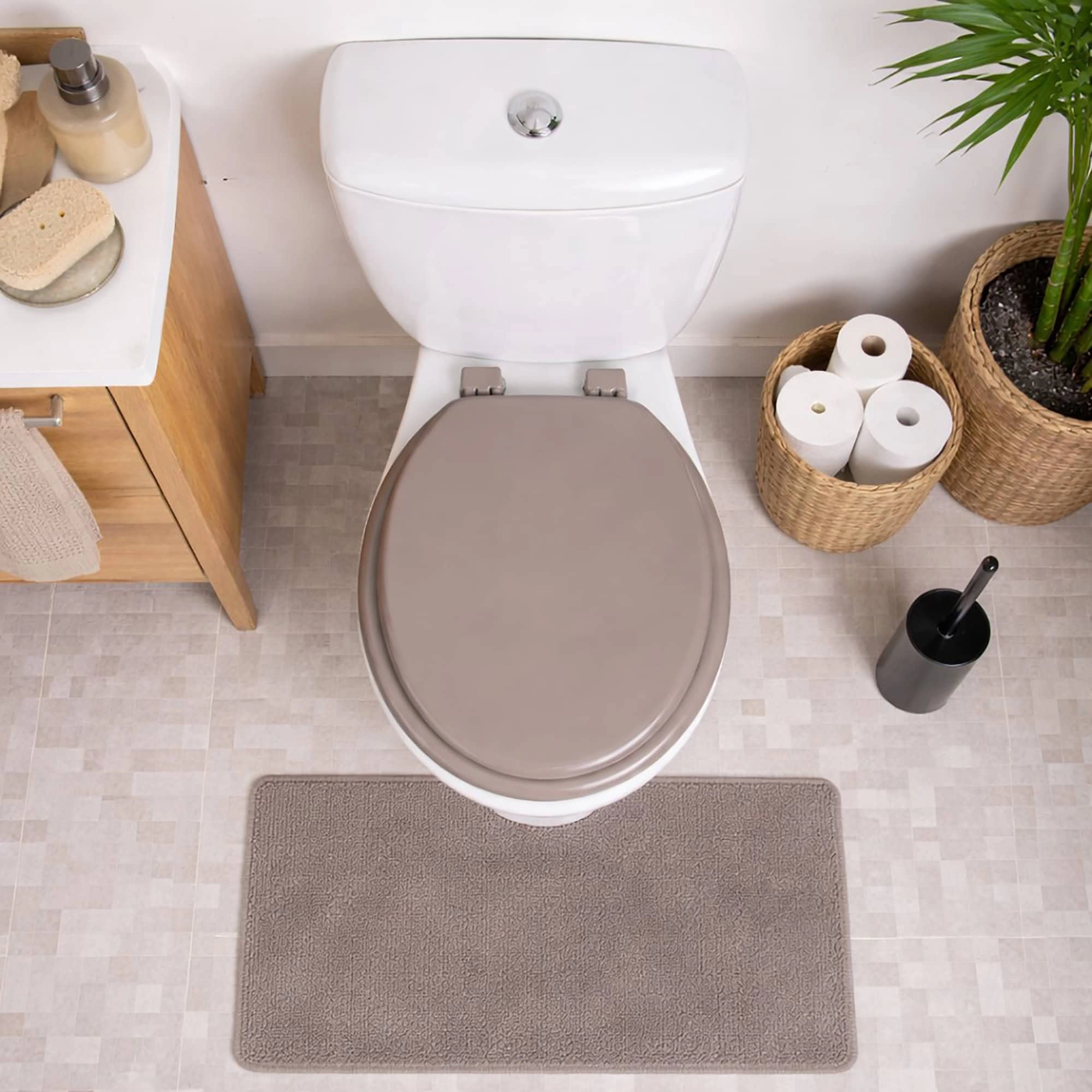 Evideco French Home Goods Black Leopard Elongated Toilet Seat - Adjustable 17.5–18.5 in, 400 lb Capacity