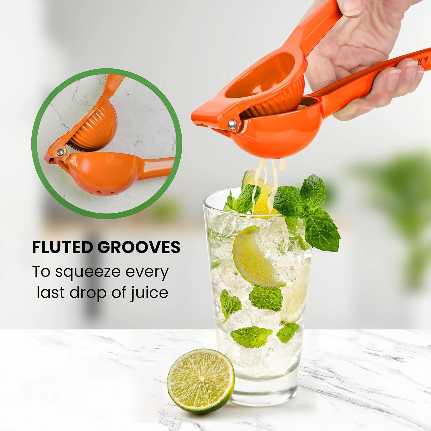 Zulay Kitchen Orange Squeezer - Single Bowl Metal Citrus Juicer Extracts Oranges In Seconds by Hydration Nation