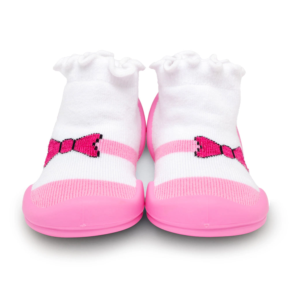 Komuello Toddler Girl First Walk Sock Shoes Mary Jane Bow