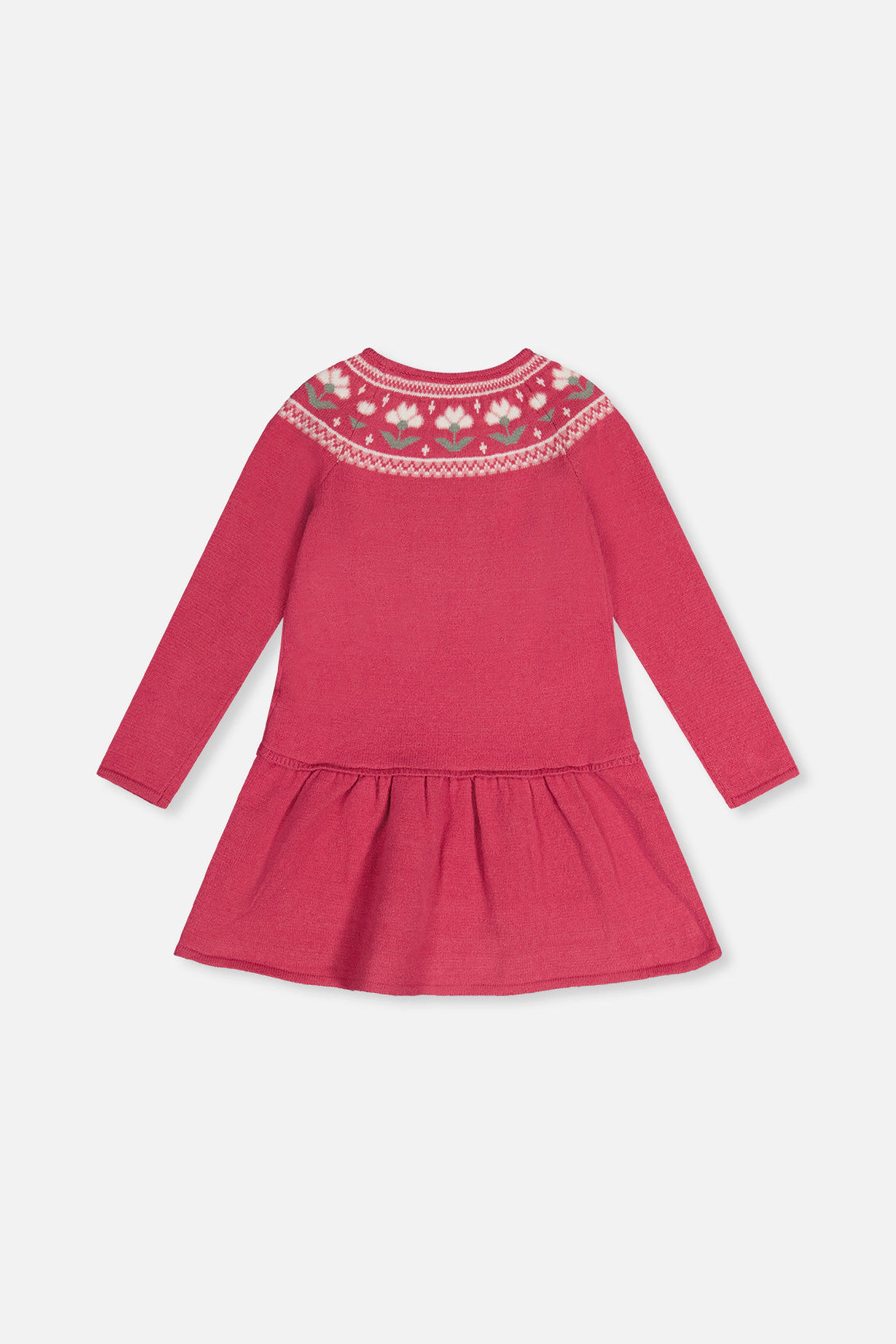 Deux par Girls Knitted Dress with Flower Jacquard