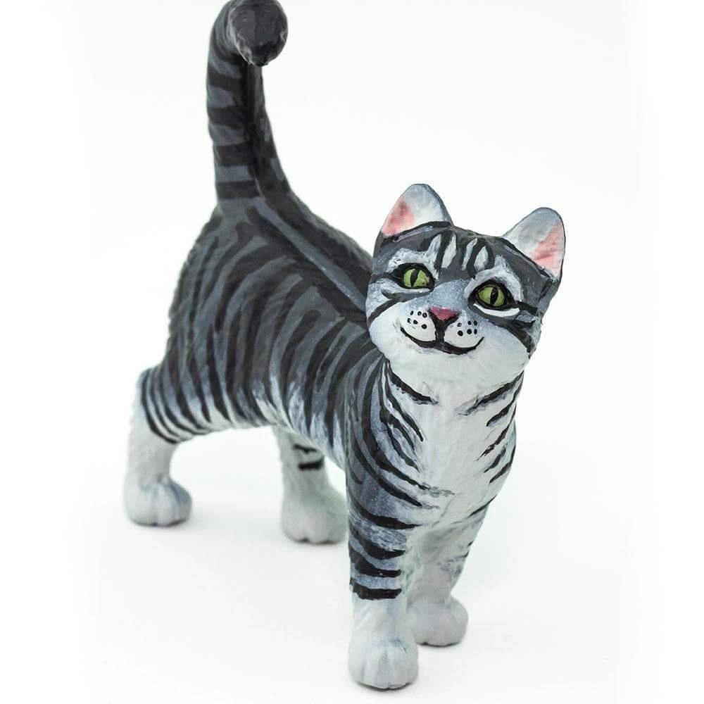 Safari Ltd. - Gray Tabby Cat Kids Toy Figure