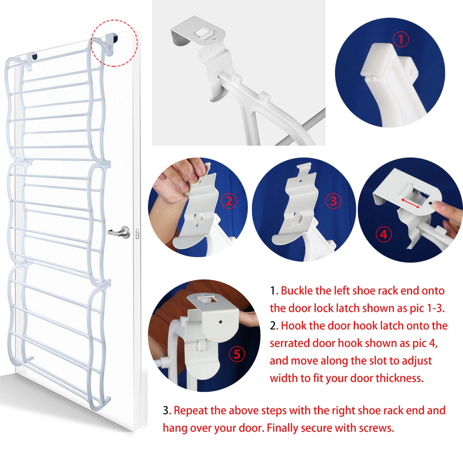 GBruno 12-Tier Over-The-Door Shoe Rack Organizer