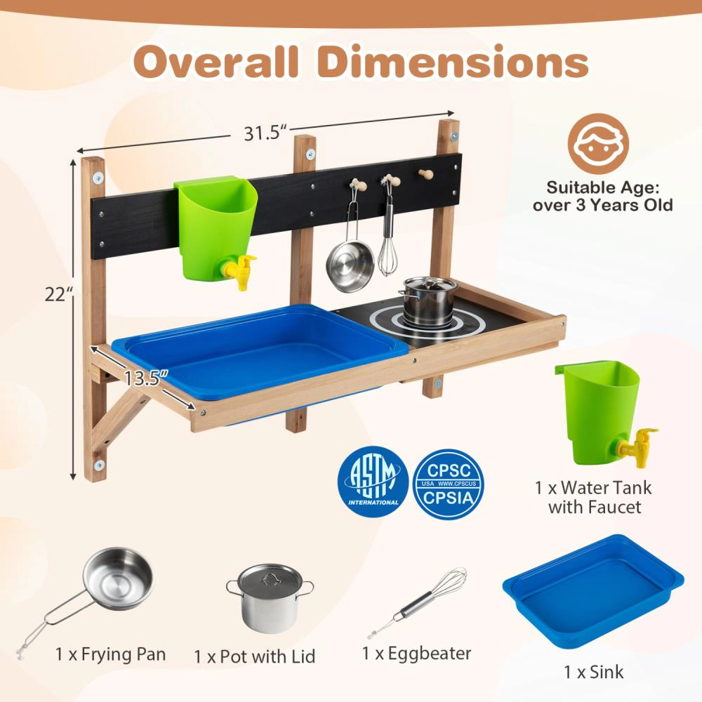 Hivvago Outdoor Wall Mounted Mud Kitchen for Kids