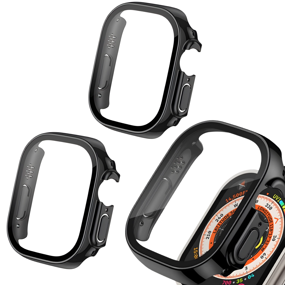 Qixxronics for Apple Watch Series Ultra 3 / 2 1 Case 49mm, Built-in Tempered Glass Screen Protector PACK
