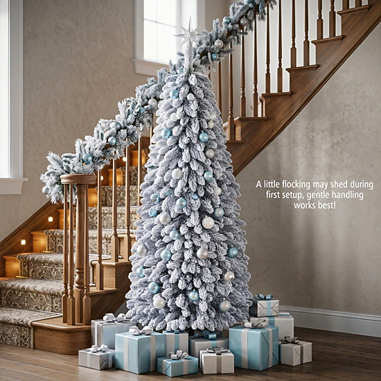 SUGIFT 6-ft White Snowy Pop-Up Christmas Tree with Foldable X-Shaped ...