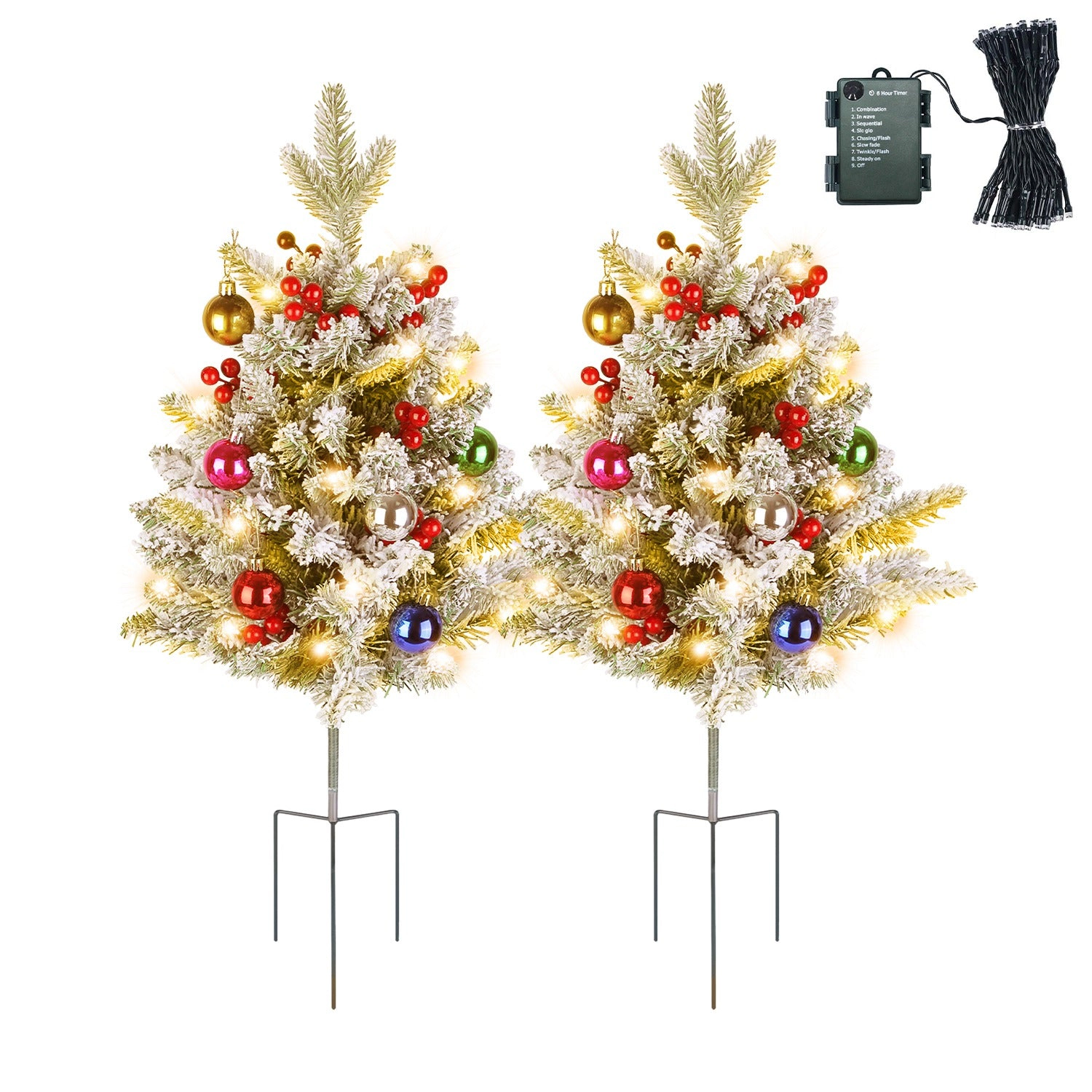 GBruno 2-Piece LED Christmas Tree Urn Filler