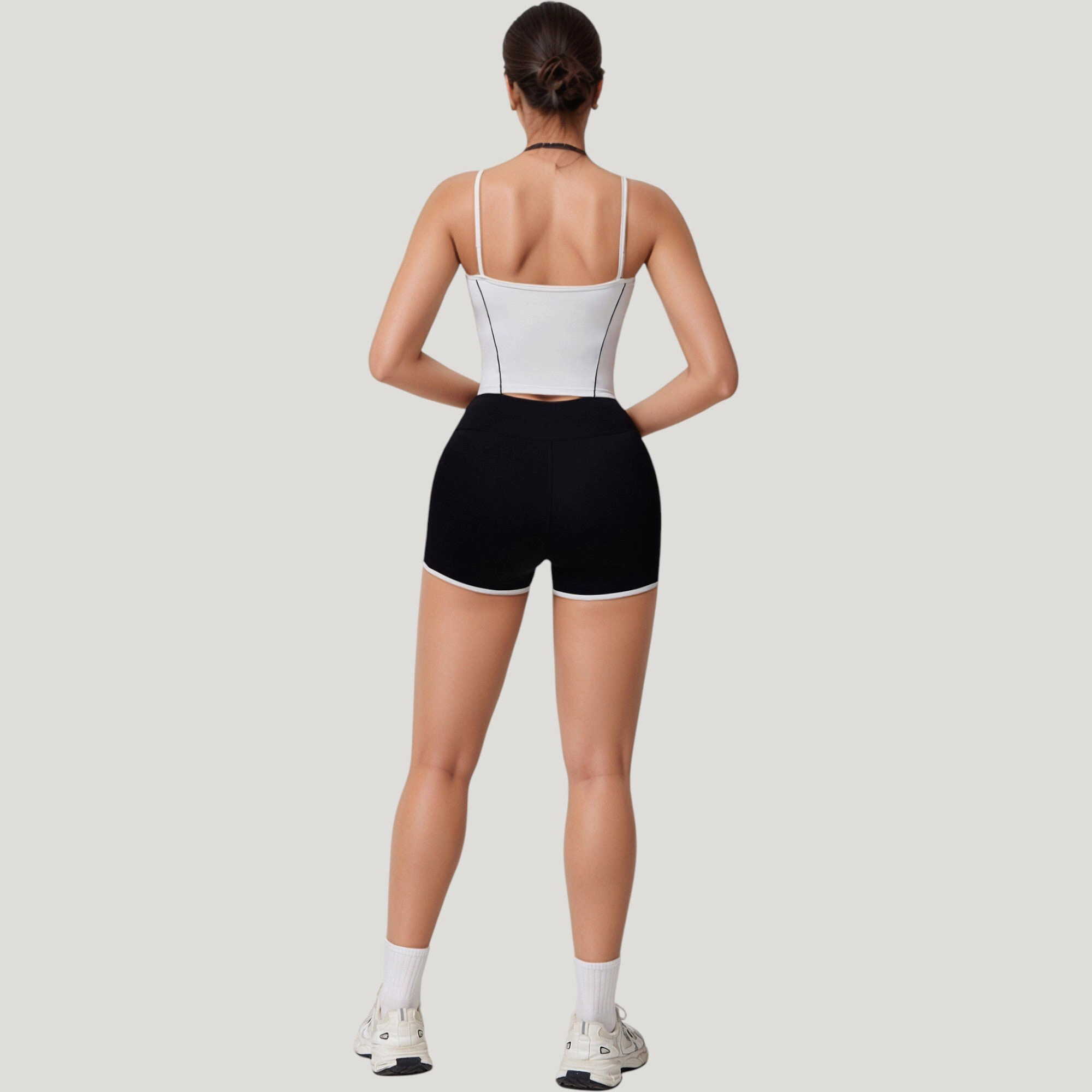Anna-Kaci Womens Double Strap Square Neck Active Crop Top