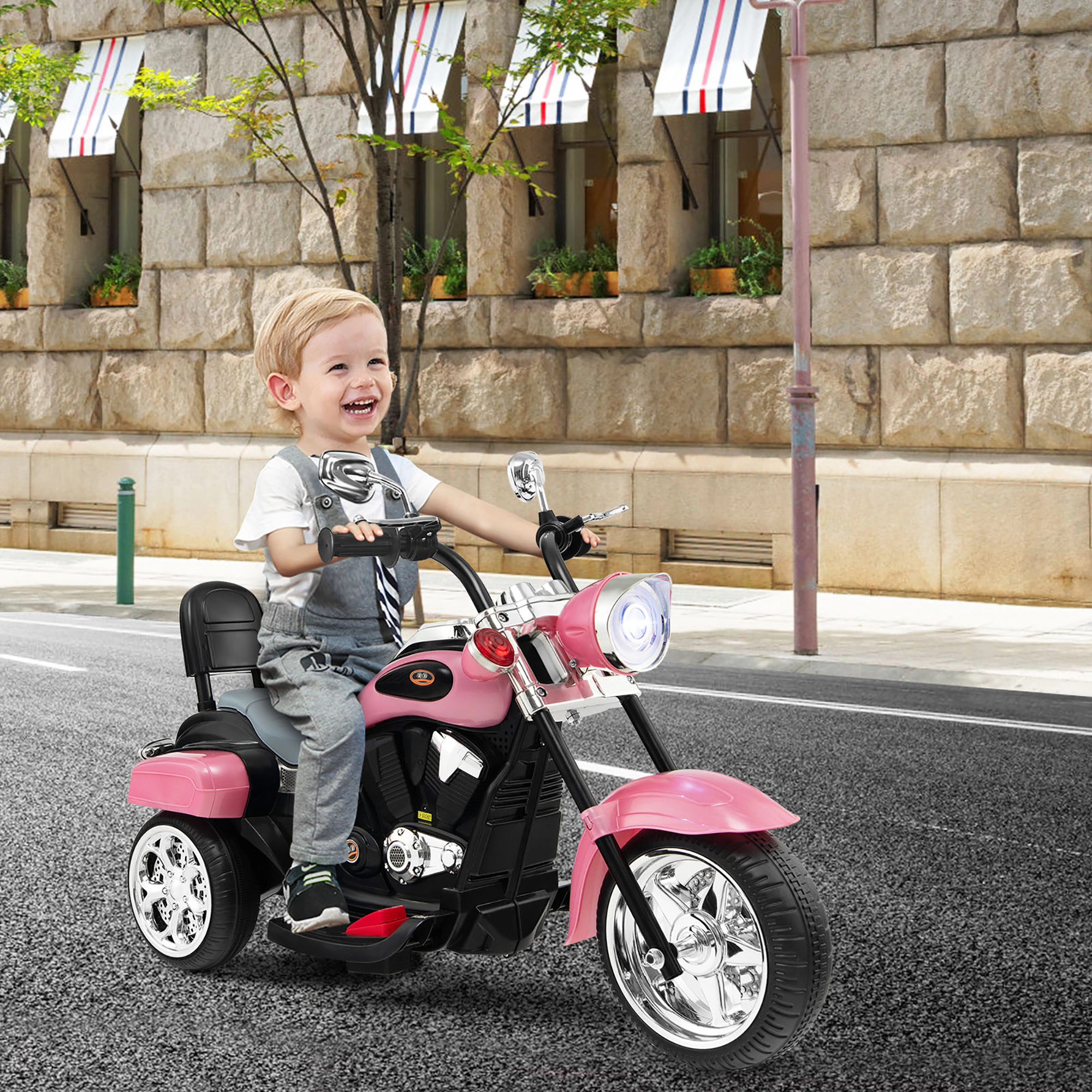 Costway Kids Motorcycle, 6V Battery Powered 3-Wheel Electric Motorcycle for with Horn
