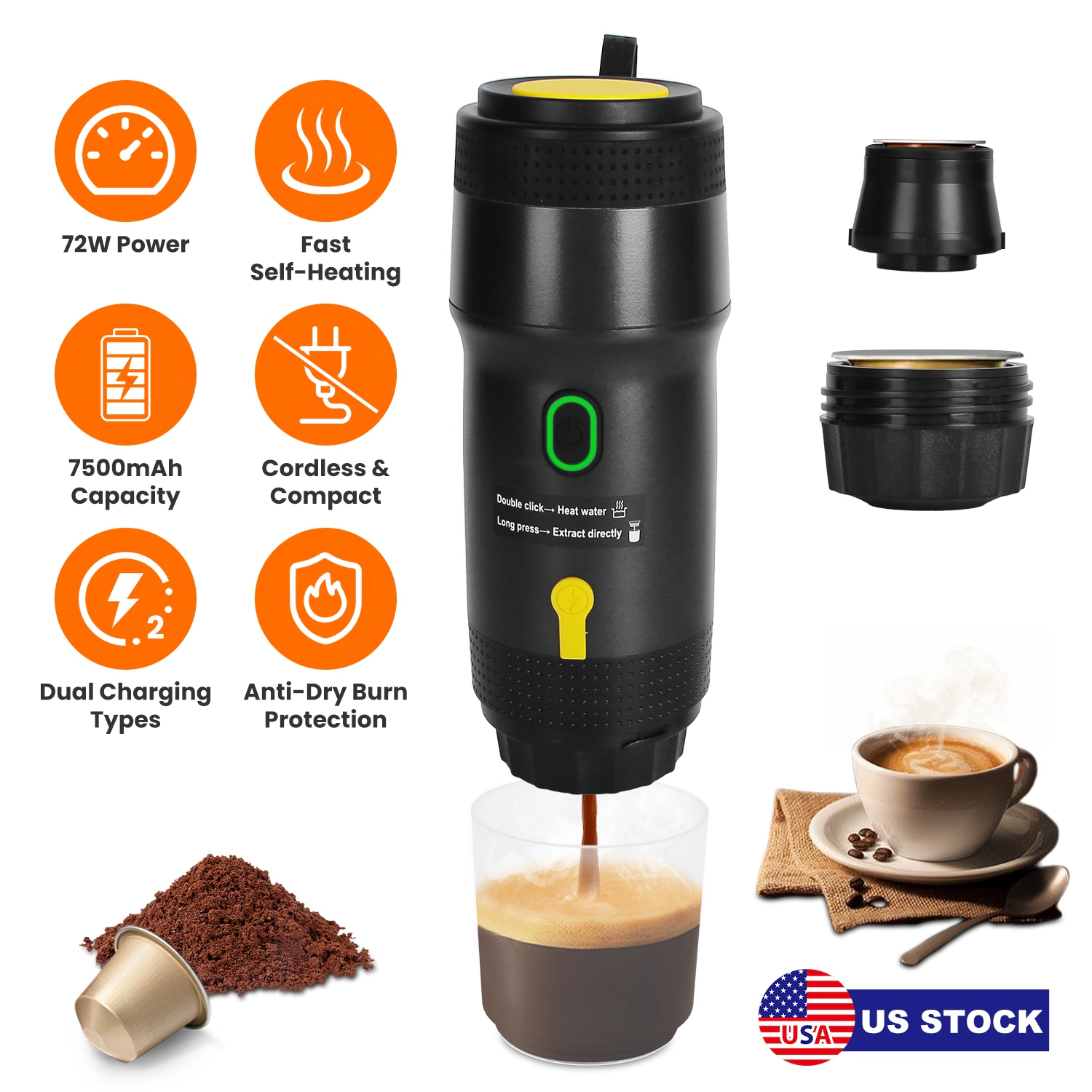GBruno Cordless Self-Heating Espresso Machine